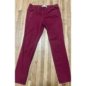 No Boundaries Size 11 Regular Slim Burgundy Women's Denim Jeans Stretch Mid-Rise